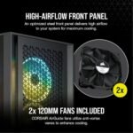 ⁦صندوق الكمبيوتر Corsair 4000D Airflow Tempered Glass Mid-Tower ATX باللون الأسود Z.17671893477243943⁩ - الصورة ⁦7⁩