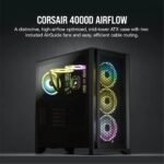 ⁦صندوق الكمبيوتر Corsair 4000D Airflow Tempered Glass Mid-Tower ATX باللون الأسود Z.17671893477243943⁩ - الصورة ⁦8⁩