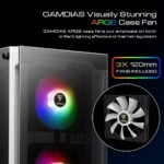 ⁦صندوق كمبيوتر GAMDIAS TALOS E3 WH MID TOWER ATX مع 3مراوح لوح زجاجي جانبي لون ابيض⁩ - الصورة ⁦2⁩