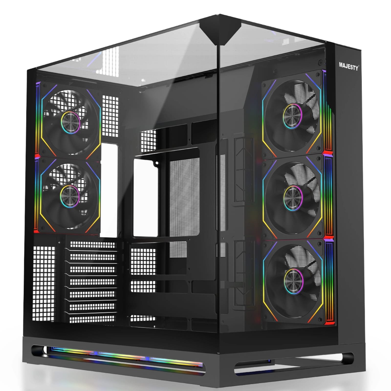 صندوق ألعاب ماجيستي فالكون اكس Mid Tower تبريد 8 مراوح ARGB دعم لوحات ATXمنفذ Type-C و USB 3.0 تصميم هاي إند